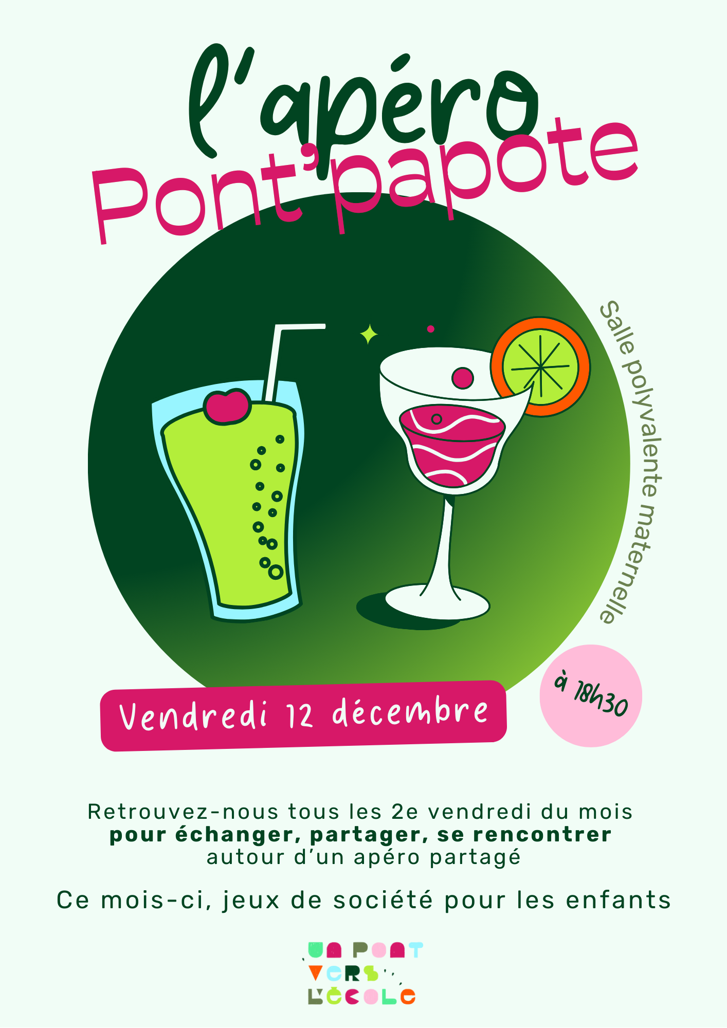 affiche pour apéro partagé pour pont papote décembre